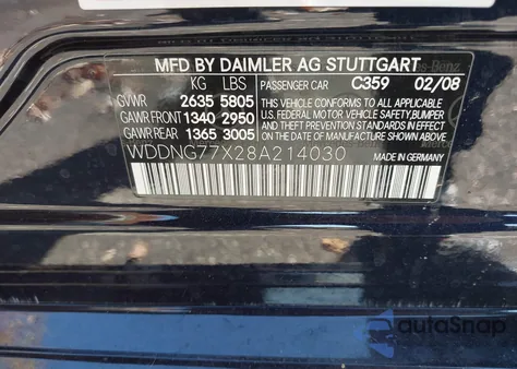 2008 Mercedes-Benz S 63 Amg from USA, damaged, VIN WDDNG77X28A214030